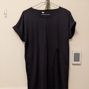 Black Side-Slit T-Shirt Dress